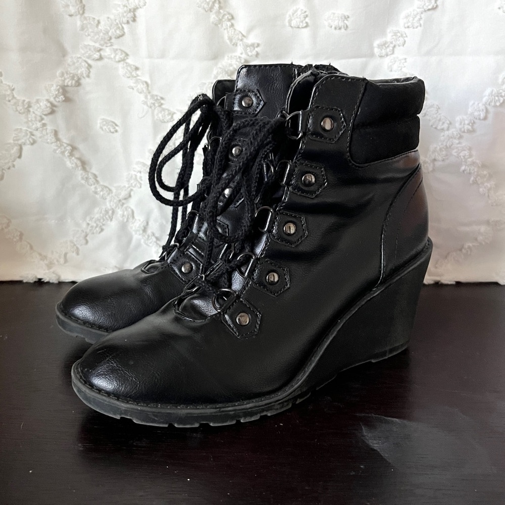 Black Wedge Ankle Boots